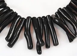 Black coral stick beads