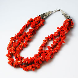Native American Red Coral Sterling Silver Necklace – Estate Beads